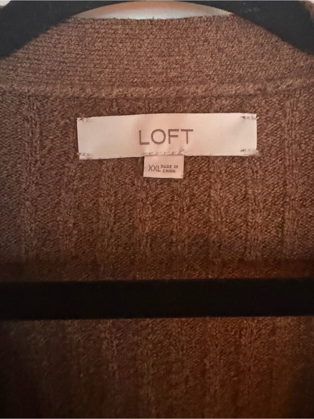 LOFT Brown Ribbed V-Neck Button Cardigan - Picture 2 of 3